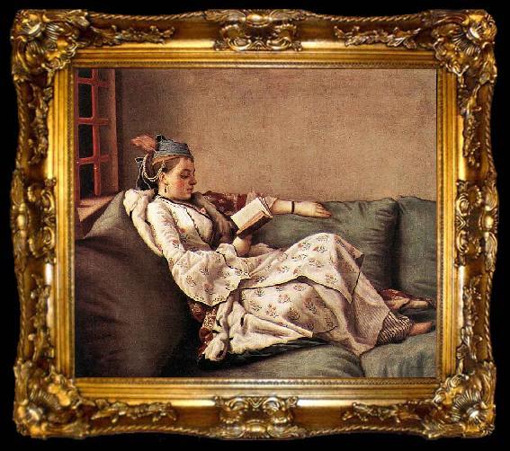 framed  Jean-Etienne Liotard Portrait of Marie Adelaide de France en robe turque, ta009-2